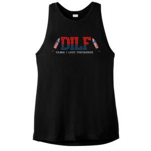 DILF Damn I Love Fireworks Funny July 4th American Patriotic Ladies PosiCharge Tri-Blend Wicking Tank