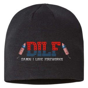 DILF Damn I Love Fireworks Funny July 4th American Patriotic Sustainable Beanie