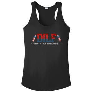 DILF Damn I Love Fireworks Funny July 4th American Patriotic Ladies PosiCharge Competitor Racerback Tank