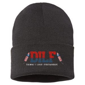 DILF Damn I Love Fireworks Funny July 4th American Patriotic Sustainable Knit Beanie