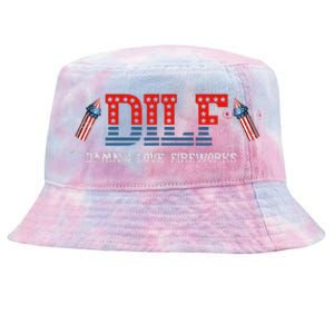 DILF Damn I Love Fireworks Funny July 4th American Patriotic Tie-Dyed Bucket Hat