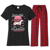 Dachshund Design Just A Who Loves Dachshunds Women's Flannel Pajama Set