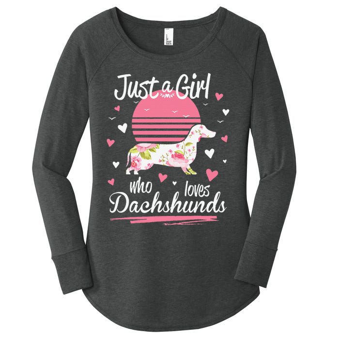 Dachshund Design Just A Who Loves Dachshunds Women's Perfect Tri Tunic Long Sleeve Shirt