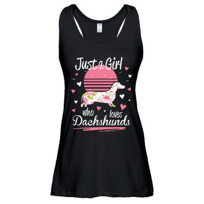 Dachshund Design Just A Who Loves Dachshunds Ladies Essential Flowy Tank