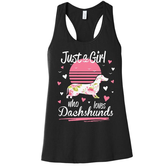 Dachshund Design Just A Who Loves Dachshunds Women's Racerback Tank