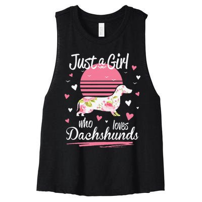 Dachshund Design Just A Who Loves Dachshunds Women's Racerback Cropped Tank