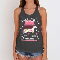 Dachshund Design Just A Who Loves Dachshunds Women's Knotted Racerback Tank