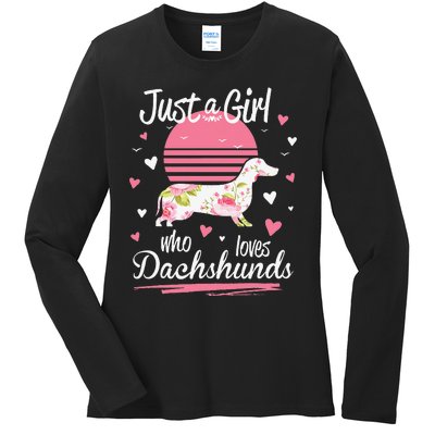 Dachshund Design Just A Who Loves Dachshunds Ladies Long Sleeve Shirt