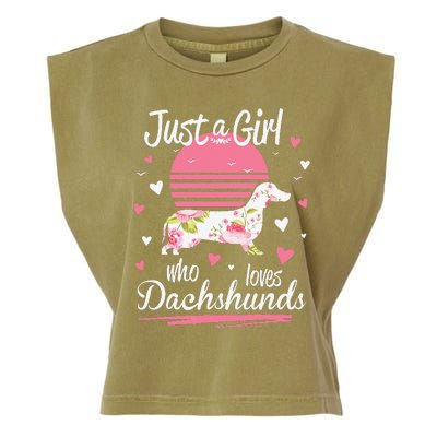 Dachshund Design Just A Who Loves Dachshunds Garment-Dyed Women's Muscle Tee