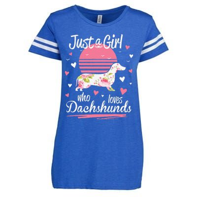 Dachshund Design Just A Who Loves Dachshunds Enza Ladies Jersey Football T-Shirt