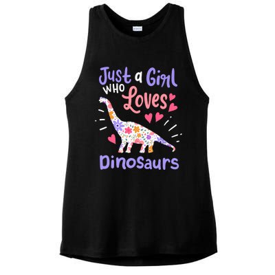 Dinosaur Dino Just a Girl Who Loves Dinosaurs Ladies PosiCharge Tri-Blend Wicking Tank