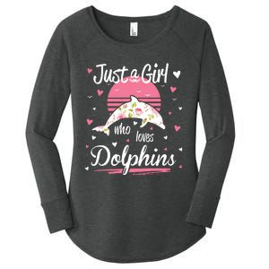 Dolphin Design, Just A Who Loves Dolphins Women's Perfect Tri Tunic Long Sleeve Shirt