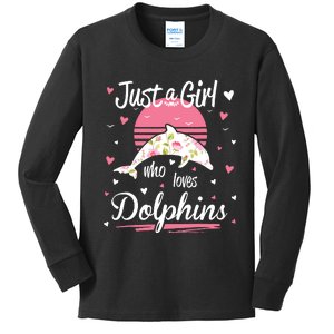 Dolphin Design, Just A Who Loves Dolphins Kids Long Sleeve Shirt