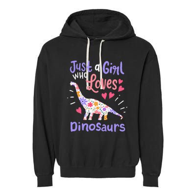 Dinosaur Dino Just a Who Loves Dinosaurs Garment-Dyed Fleece Hoodie