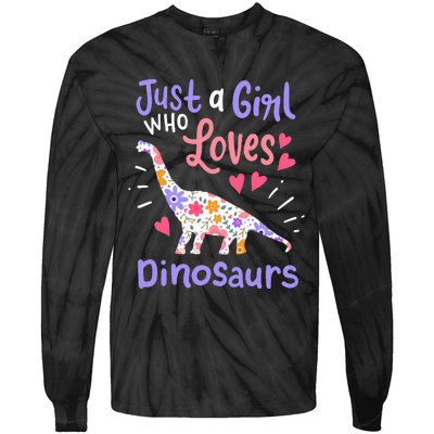 Dinosaur Dino Just a Who Loves Dinosaurs Tie-Dye Long Sleeve Shirt