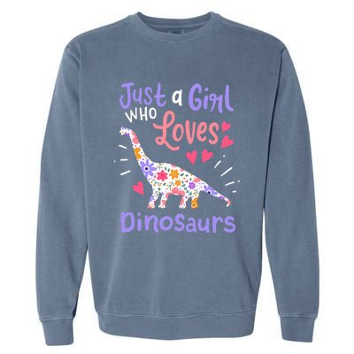 Dinosaur Dino Just a Who Loves Dinosaurs Garment-Dyed Sweatshirt