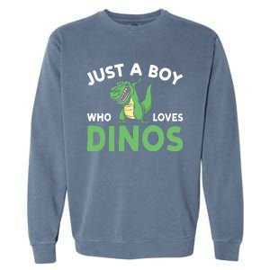 Dinosaur Dino Just A Boy Who Loves Dinos Garment-Dyed Sweatshirt