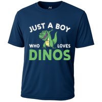 Dinosaur Dino Just A Boy Who Loves Dinos Cooling Performance Crew T-Shirt