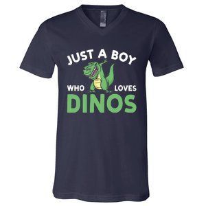 Dinosaur Dino Just A Boy Who Loves Dinos V-Neck T-Shirt