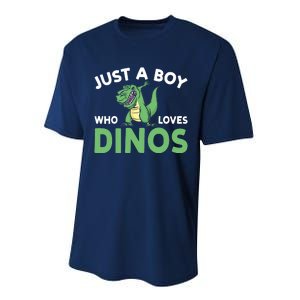 Dinosaur Dino Just A Boy Who Loves Dinos Performance Sprint T-Shirt