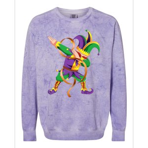 Dabbing Dab Jester Mardi Gras Mask Dabbing Boy Mardi Gras Colorblast Crewneck Sweatshirt