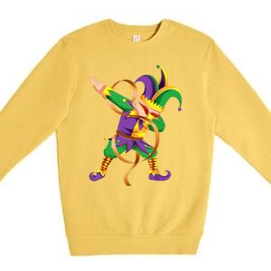 Dabbing Dab Jester Mardi Gras Mask Dabbing Boy Mardi Gras Premium Crewneck Sweatshirt