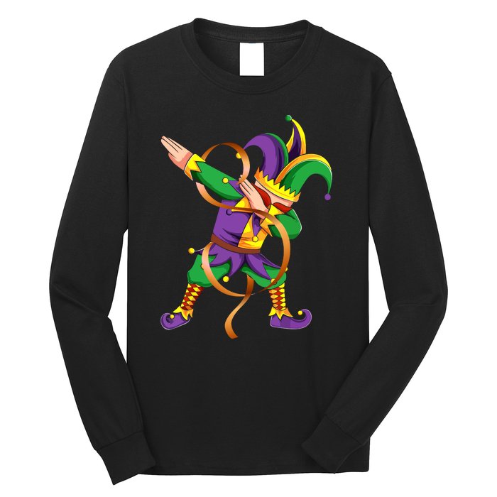 Dabbing Dab Jester Mardi Gras Mask Dabbing Boy Mardi Gras Long Sleeve Shirt