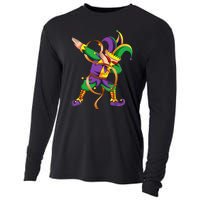 Dabbing Dab Jester Mardi Gras Mask Dabbing Boy Mardi Gras Cooling Performance Long Sleeve Crew