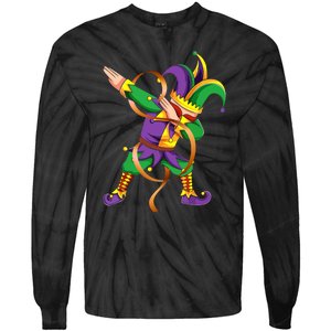 Dabbing Dab Jester Mardi Gras Mask Dabbing Boy Mardi Gras Tie-Dye Long Sleeve Shirt