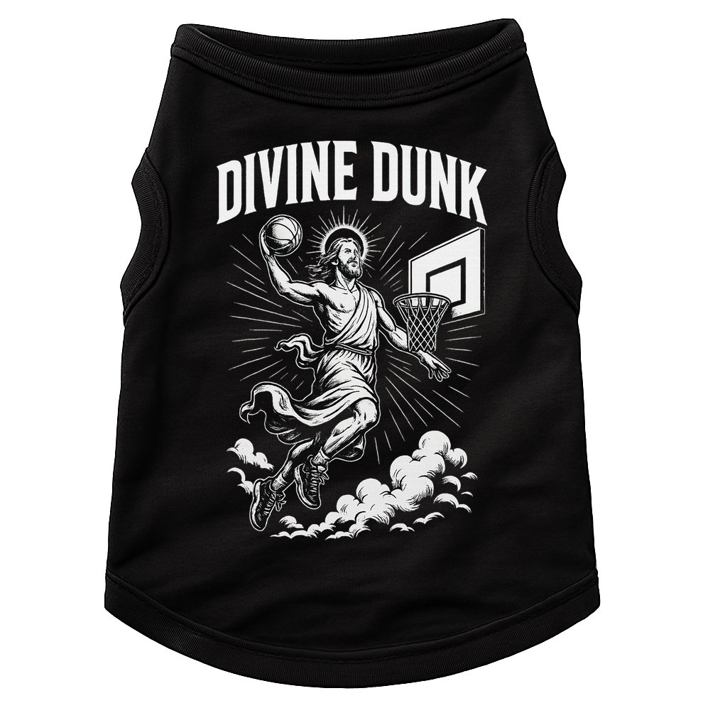 Divine Dunk Jesus Basketball Meme Religious Christian Doggie Tank
