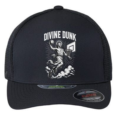 Divine Dunk Jesus Basketball Meme Religious Christian Flexfit Unipanel Trucker Cap
