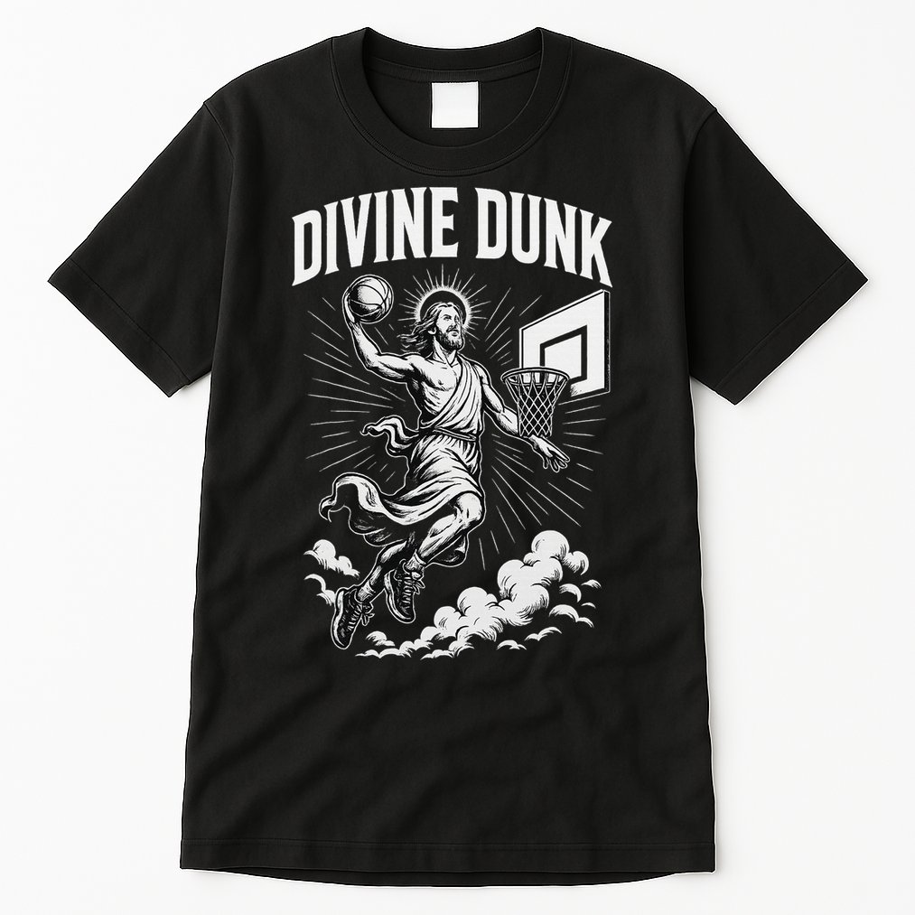Divine Dunk Jesus Basketball Meme Religious Christian Tall T-Shirt