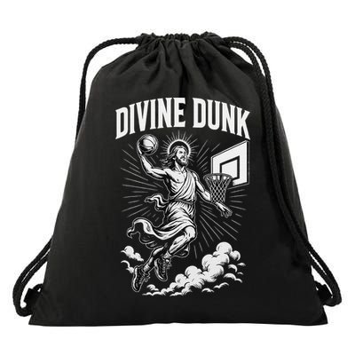 Divine Dunk Jesus Basketball Meme Religious Christian Drawstring Bag