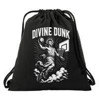 Divine Dunk Jesus Basketball Meme Religious Christian Drawstring Bag