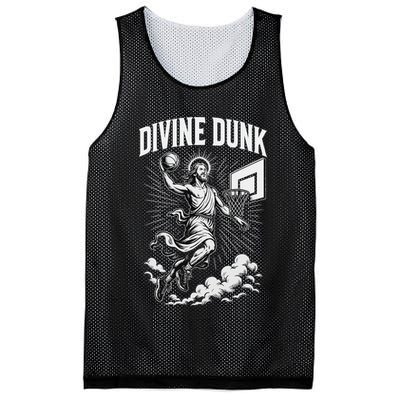 Divine Dunk Jesus Basketball Meme Religious Christian Mesh Reversible Basketball Jersey Tank