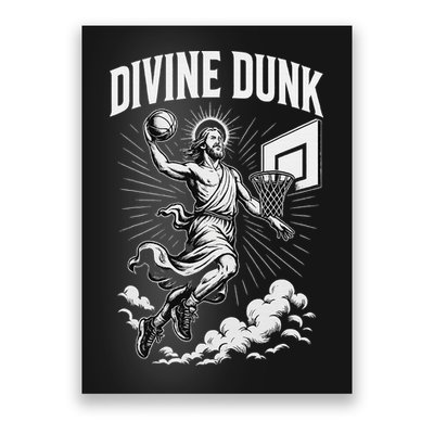 Divine Dunk Jesus Basketball Meme Religious Christian Poster
