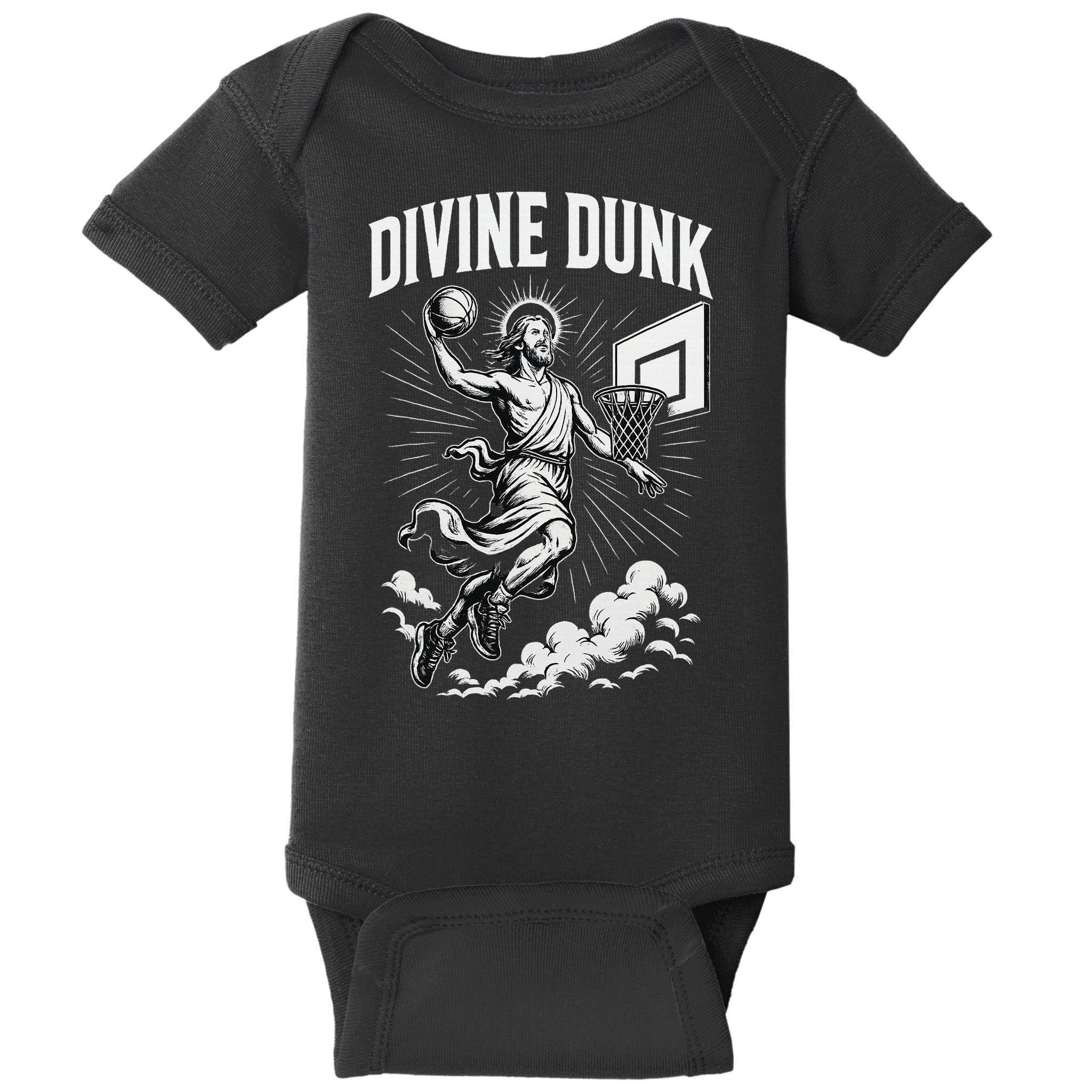 Divine Dunk Jesus Basketball Meme Religious Christian Baby Bodysuit