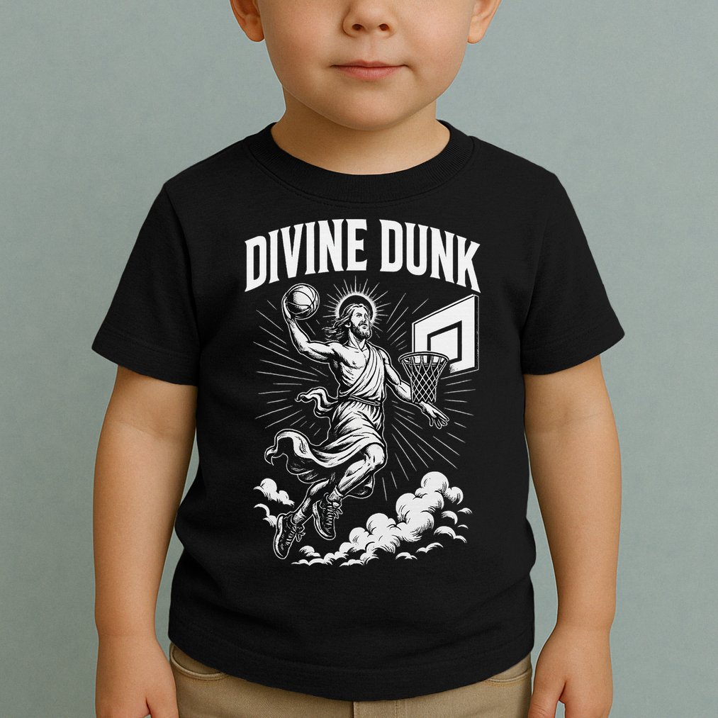 Divine Dunk Jesus Basketball Meme Religious Christian Toddler T-Shirt