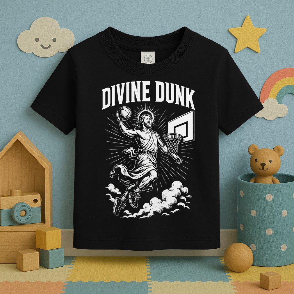 Divine Dunk Jesus Basketball Meme Religious Christian Toddler T-Shirt