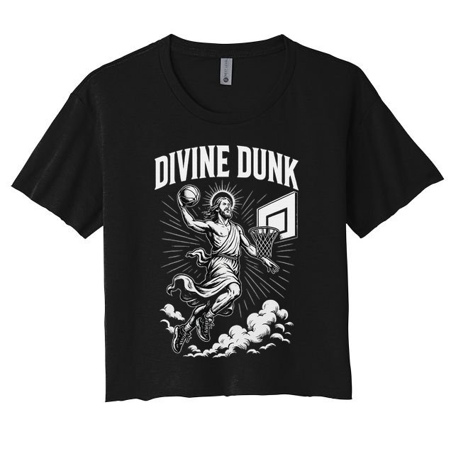Divine Dunk Jesus Basketball Meme Religious Christian Women's Crop Top Tee
