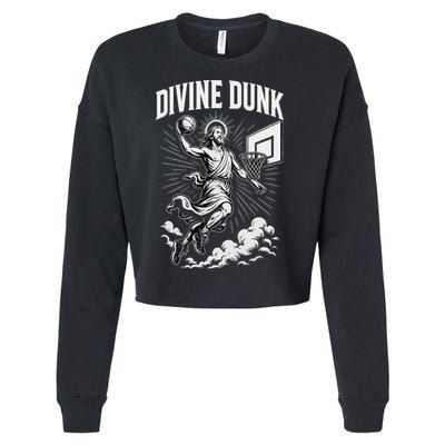 Divine Dunk Jesus Basketball Meme Religious Christian Cropped Pullover Crew