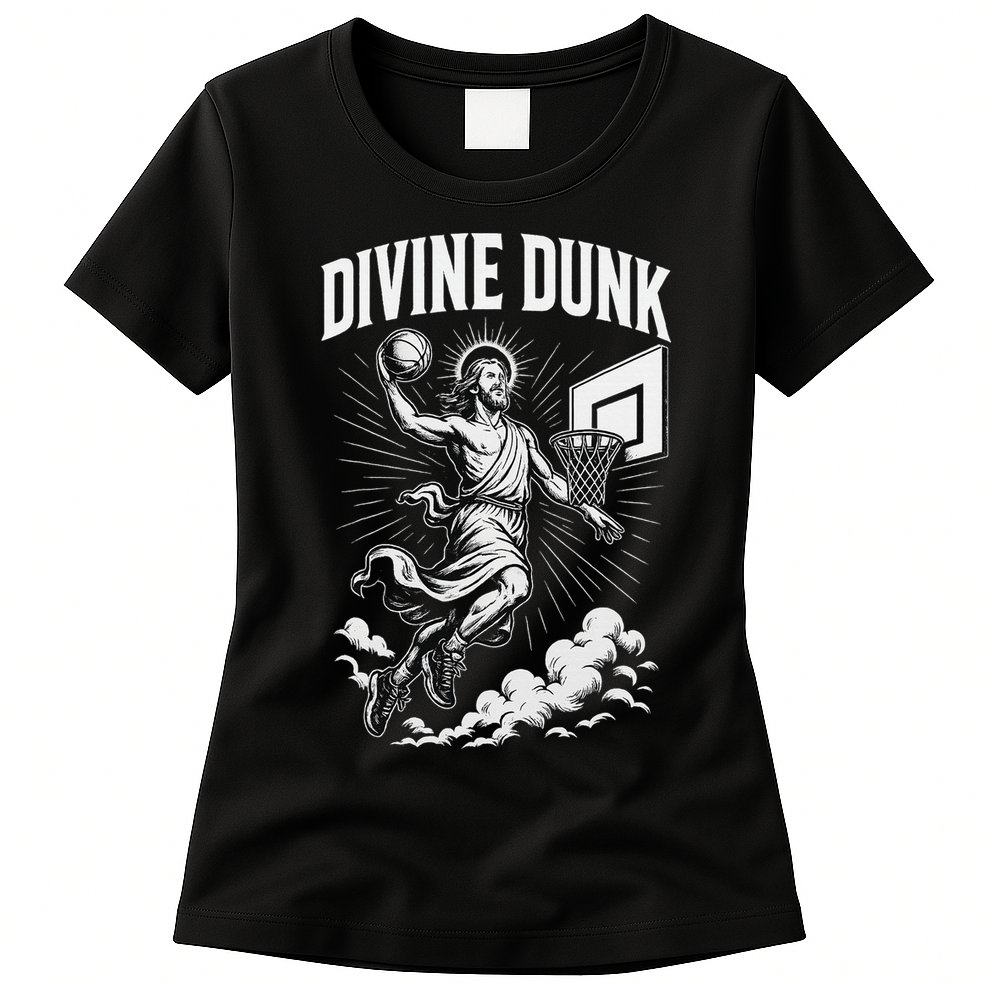 Divine Dunk Jesus Basketball Meme Religious Christian Womens T-Shirt