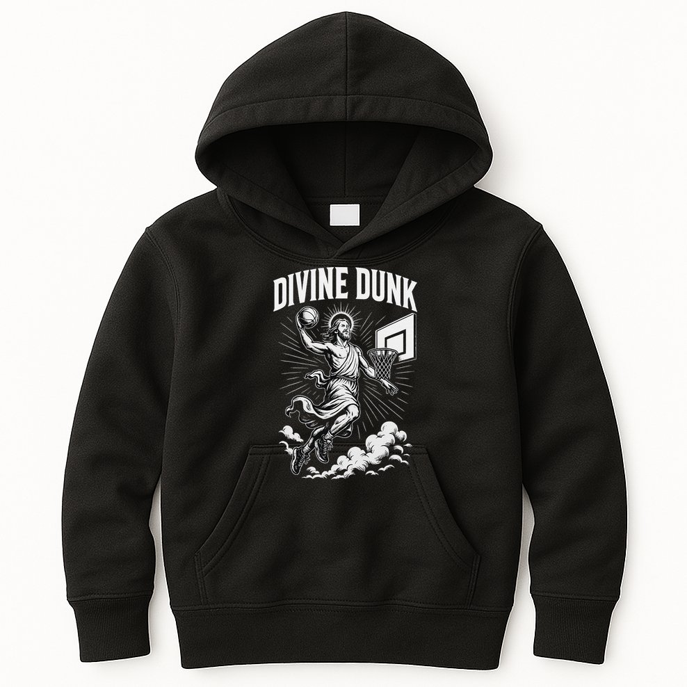 Divine Dunk Jesus Basketball Meme Religious Christian Kids Hoodie