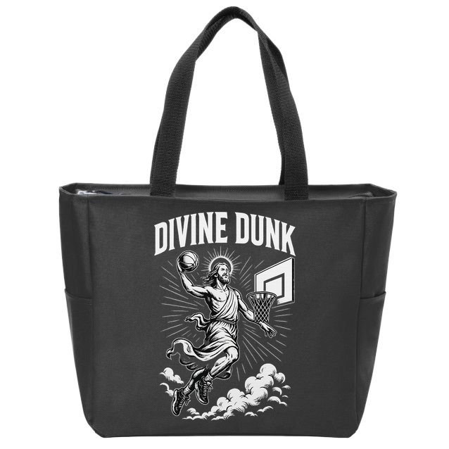 Divine Dunk Jesus Basketball Meme Religious Christian Zip Tote Bag