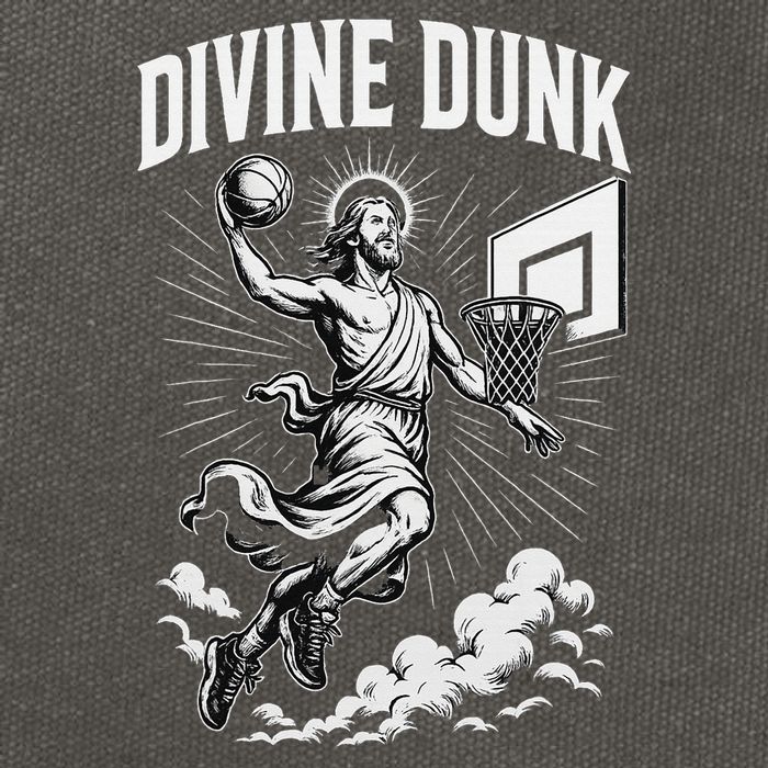 Divine Dunk Jesus Basketball Meme Religious Christian Cotton Canvas Backpack