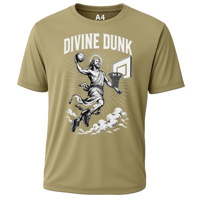 Divine Dunk Jesus Basketball Meme Religious Christian Cooling Performance Crew T-Shirt