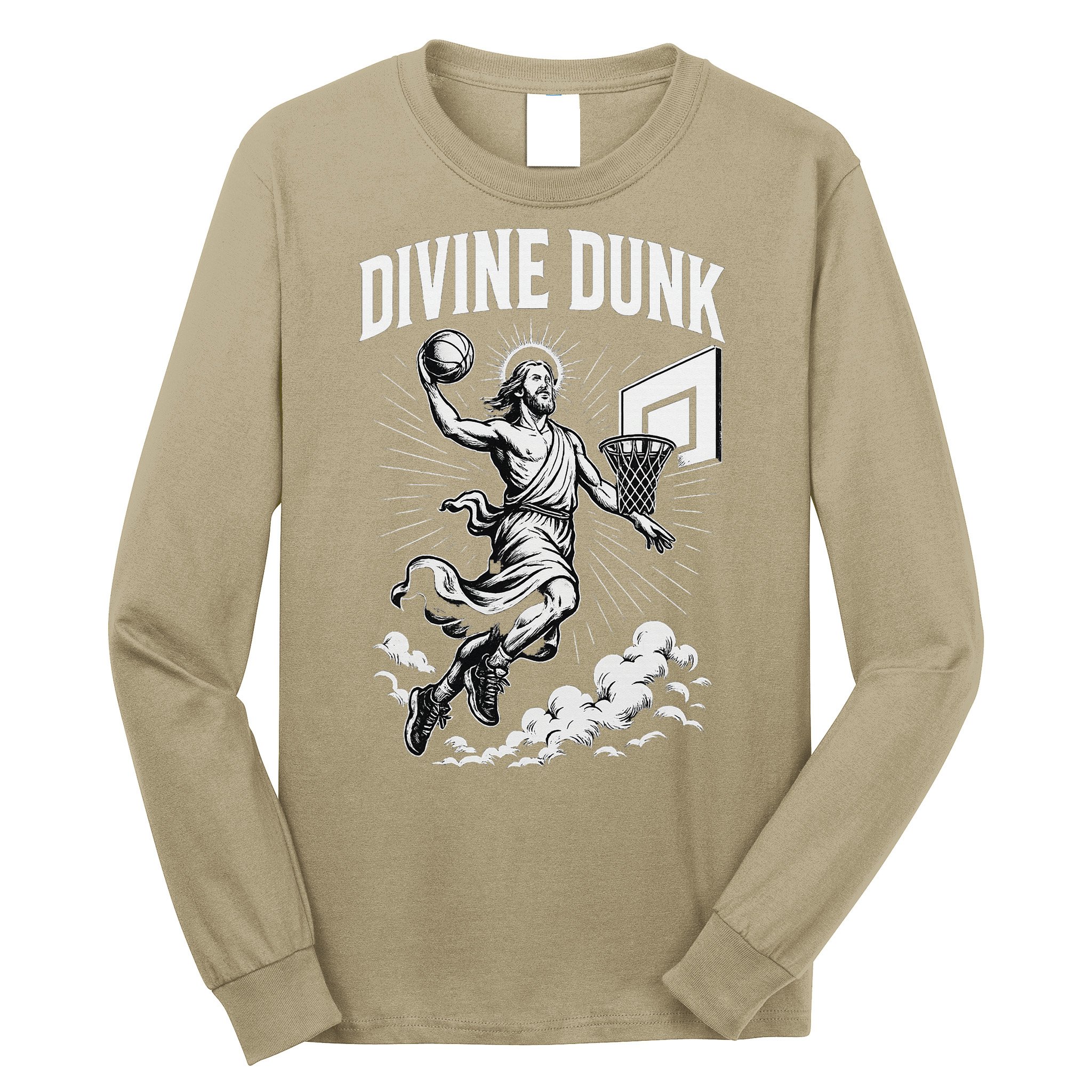 Divine Dunk Jesus Basketball Meme Religious Christian Long Sleeve Shirt