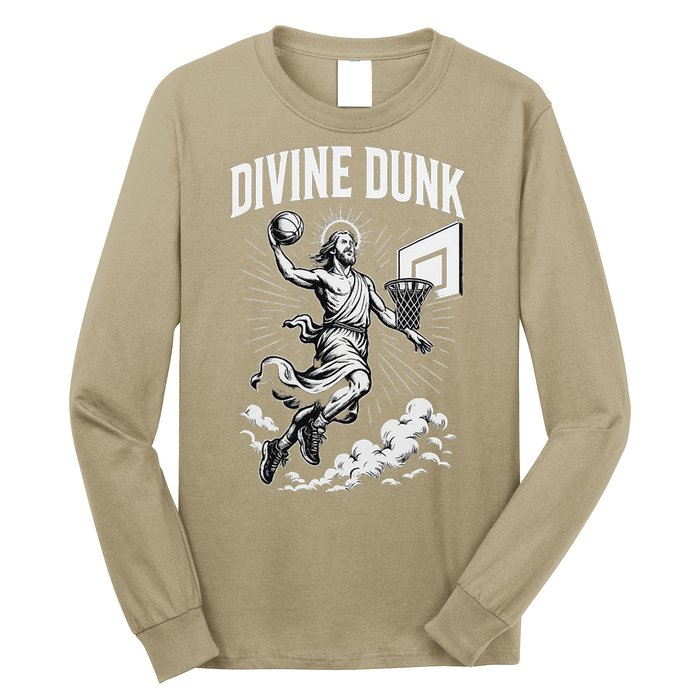 Divine Dunk Jesus Basketball Meme Religious Christian Long Sleeve Shirt