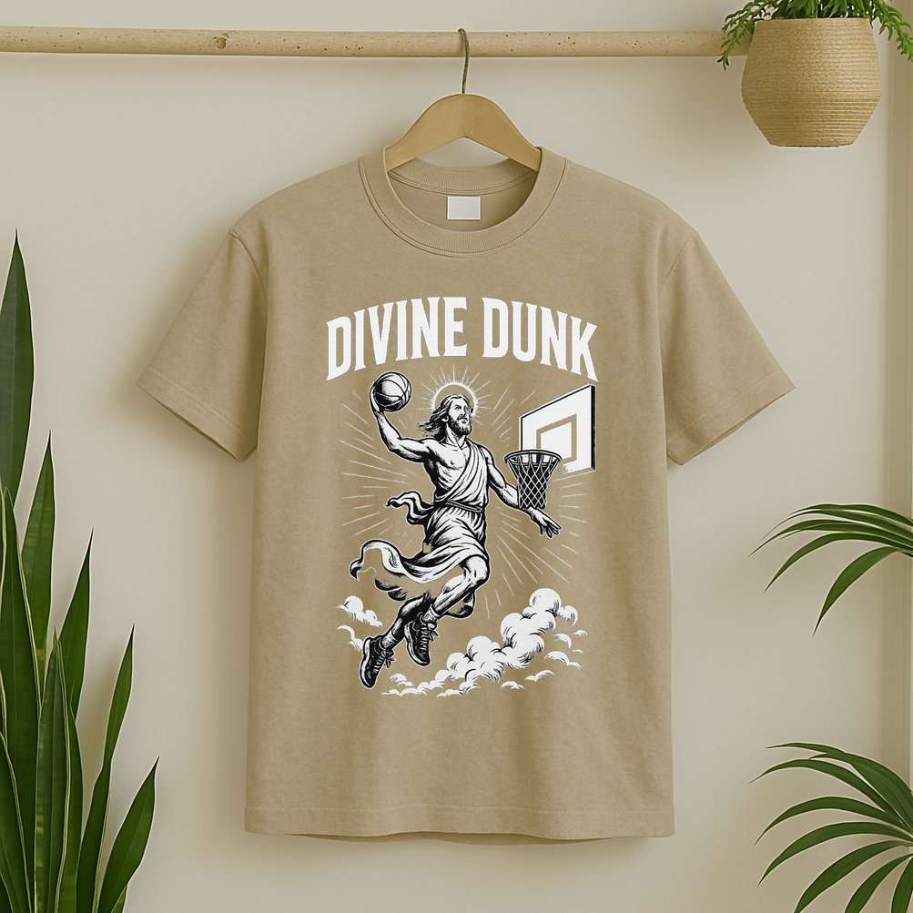 Divine Dunk Jesus Basketball Meme Religious Christian T-Shirt