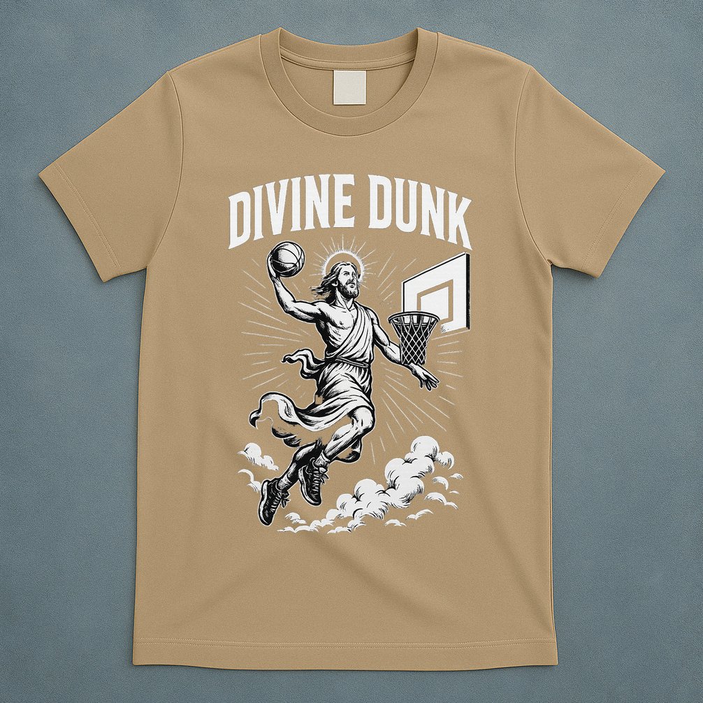 Divine Dunk Jesus Basketball Meme Religious Christian T-Shirt